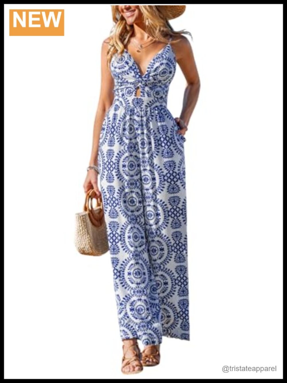 CUPSHE Wide Leg Jumpsuit 100% Rayon V-Neck Sleeveless Pull On